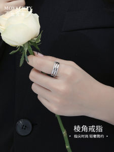 Minimalist Fashion Open Hand Ring for Women Elegant Simple Style Alloy Silver Geometric Pattern Finger Accessory