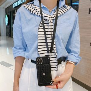 Knot Pattern Coin Card Holder Phone Case for Samsung Note10Pro S25Ultrta S23Plus S24FE A71 A55 A34 A16 Crossbody Lanyard Leather Silicone Protective Cover