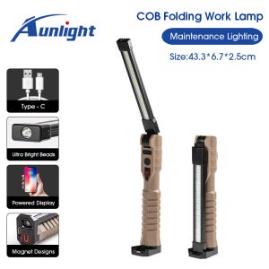 Aunlight COB Flashlight USB Rechargeable Magnetic LED Torch Inspection Lamp 7 Mode Work Light for Outdoor Camping Car Truck