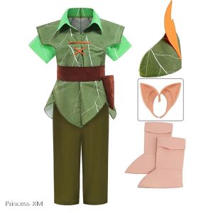 2024 Boys Peter Pan Kids Anime Cosplay Costume Carnival Party COS T-shirt Pants Suit Superhero Halloween Costumes for Kids 3-12Y 5pcs