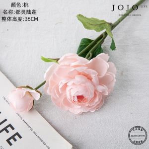Jojos L PD Two Heads Lotus Artificial Flower Handheld Flower Wall Fake Flower INS Style Home Decorations Flower Vases Green Plants