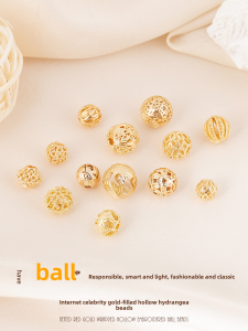 18K Gold Plated Hollow Spacer Beads DIY Handmade Pearl Bracelet Components round Beads Jewelry Accessories Fashionable  out