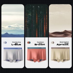 MiiOW | MiiOW Modal Mens Underwear Double-Sided Zero Sensation Antibacterial Seamless Boxer Shorts Comfortable Breathable Briefs