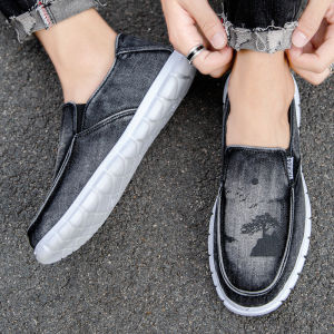Breathable Low-Top Mens Canvas Shoes Chinese Style Slip-On Casual Footwear Flat Heel Rubber Outsole Youth Fashion Footwear