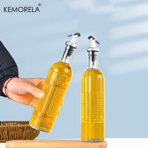 1PCS Vintage Glass Oil Dispenser Bottle - Round Patterned PVC-Free Leak-Proof Machine Washable - Ideal for Olive Oil Vinegar