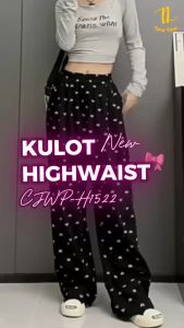 TINO TINO Pants Kulot Highwaist Ribbon Coquette H1522 Korean Style Celana Kulot Wanita Highwaist Motif Pita