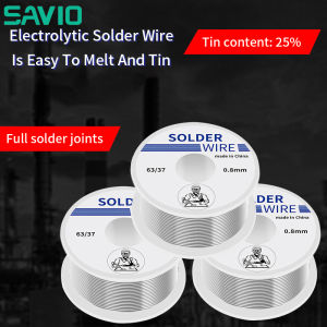 SAVIO Tin Lead Rosin Core Soldering Solder Iron Soldering Tin Wire Tin Melt Rosin Core Solder Wire Flux Reel 0.8/1.0MM 2.0% Soldering Welding Iron Wire （50g）