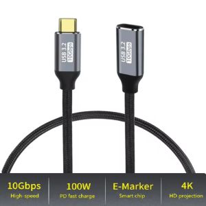 Cáp Chuyển Đổi USB-C Đực Sang Cái PD100W 5A Hỗ Trợ Truyền Dữ Liệu USB-C 3.1 10Gbps Dành Cho MacBook Pro Hỗ Trợ Sạc Và Truyền Video 4K 60Hz