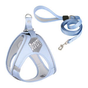 BORORO Dog Harness And Leash Set Breathable Mesh Reflective Strips V Neck Design Heavy Duty Webbing Zinc Alloy