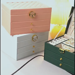 2/3 Layer Pu Leather Jewelry Box Storage With Lock Multifunction Necklace Earring Ring Storage Box