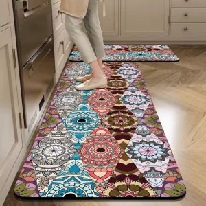 VIKAMA Châu Âu Phong Cách Retro Thảm Hút Nước Nhà Bếp Giặt Phòng Ăn Thảm Dễ Dàng Làm Sạch Trang Trí Nhà Polyester Chống Trơn Trượt