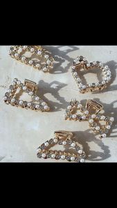 Jedai 5cm Mutiara Elegan Jepit Rambut Alloy Korea Mutiara Permata Jepit Salon Logam Emas T150 P50