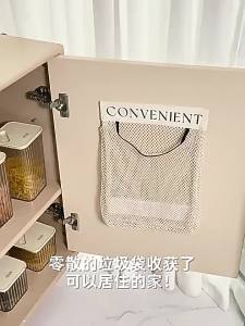 Wall Mount Mesh Storage Bag Garbage Bag Holder Plastic Shopping Bags Dispenser Sundries Bag Net Storage Grocery Bag Organizer