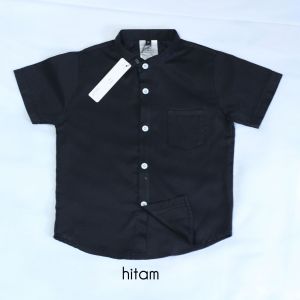 hem anak warna hitam usia 1-8 tahun kemeja anak lengan pendek