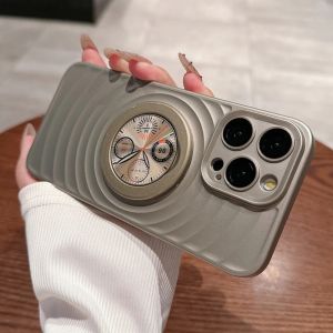 KISSCASE Luxury Ripple Watch Dial Bracket Matte Phone Case For iPhone 15 14 13 Pro Max MagSafe Wireless Charging Lens Protection Hard PC Shockproof Back Cover For iphone 15 14 13