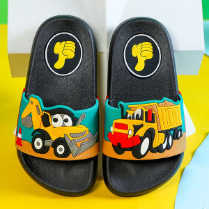 Non-Slip House Slippers Carton Earth Mover Design