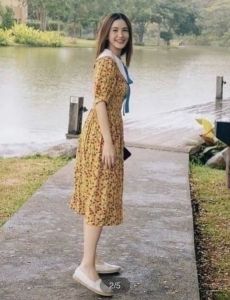 P015-090 PIMNADACLOSET - Cape Collar Florals Dress": "P015-090 ผิมนาดาคลอส ฟ้าวง ฟ้าวรรณ",