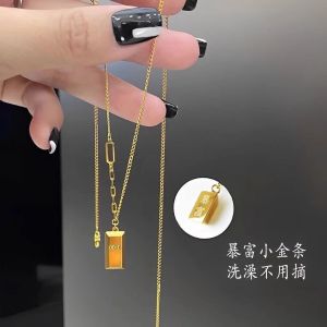 WE 3102 = 暴富招财小金条项链 Small gold bar necklace for getting rich and attracting wealth