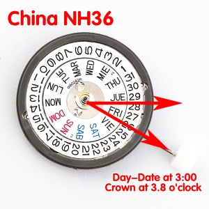 China NH36 Movement 3.0H/3.8H/4.2H Window Automatic Movement High Accuracy 24 Jewels Mod Watch Replacement Japan NH36 Movement