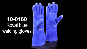 Weldas Small Size Womens Welding Gloves - Blue Angled Thumb Cowhide Heat-Insulating Moisture-Wicking Lining Fire-Retardant Stitching Wear-Resistant Leather (Model: 10-0160)