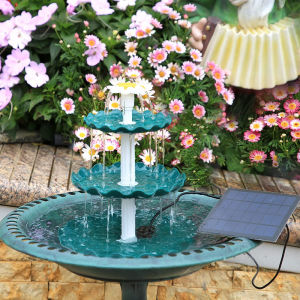 3 Tiered Bird Bath with 3W Solar Pump DIY Solar Fountain Detachable and Suitable for Bird Bath Garden Decoration
