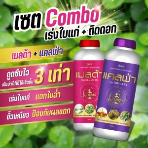 [เซตคู่ สุดคุ้ม] ปุ๋ยน้ำเมลด้า+แคลฟ่า ตราเจ้าทิพย์ เร่งใบอ่อนให้แก่เร็ว ใบเขียวเข้ม ป้องกันผลแตก ขั้วเหนียว ขนาด 1 ลิตร