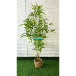 Pohon Artificial Tanaman Imitasi Bambu Hijau Semilatex Cover Pot Purun Handle Dekorasi Rumah Pajangan Ruang Tamu