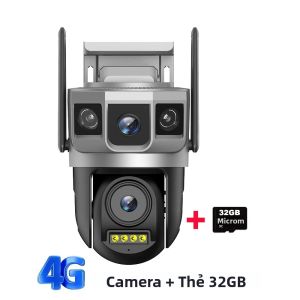 Camera IP 4G-SIM 12MP 6K Camera Kép WiFi Không Dây Giám Sát Mạng Thông Minh Camera An Ninh Gia Đình CCTV Với Ba Màn Hình V380