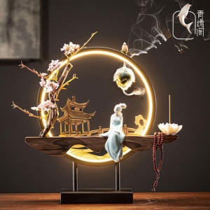 Modern Minimalist Zen Aromatherapy Lamp Decorative Ceramic Sculpture for Living Room Tea Table Entrance Decoration Sandalwood