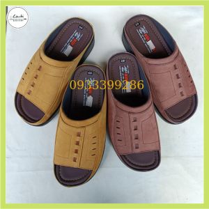 Dép nam Quai ngang Da bò Cao cấp Dép da nam vế dài giành cho tuổi trung niên VD7070 mềm mại đế siêu nhẹ