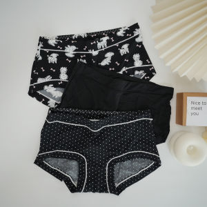 Ice Silk Modal Womens Underwear Thin Seamless Abdomen Control mid Waist Triangle Pants Cute Student Spring Summer Large Size