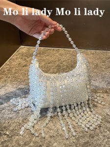 กระเป๋าถือคริสตัลแฮนด์เมดสไตล์ฝรั่งเศส กระเป๋าถือสำหรับงานเลี้ยง กระเป๋าถือแบบมีห้อย กระเป๋าสะพายไหล่แบบลำลองสำหรับผู้หญิง