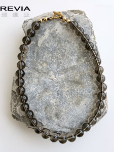 Simple Luxury AKI Tea Crystal Color Beaded Necklace Unique Design Vintage Smoke Crystal Coffee Color Clavicle Chain Jewelry
