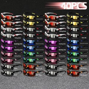 40 CÁI Kính Râm Thể Thao Bán Khung Cổ Điển Dành Cho Cả Nam Và Nữ UV400 Ống Kính Gương Chống Phản Chiếu Chạy Bộ Leo Núi Kính Mắt Nhiều Màu Sắc
