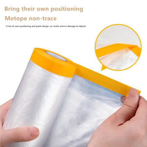 【Local Warehouse】PE Dust-Proof Film Furniture Decoration Shielding Film Wardrobe Bed Sand Dust Cover Cloth Automobile Spraying Protective Film Multi-purpose Masking Film with Tape House Painting Protection Film Cover Furniture Dust Cover