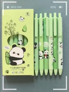 6 Cái/bộ Gấu Trúc Dễ Thương 0.5 Mm Bút Gel Nhanh Khô Viết Êm Mực Đen Kawaii Đồ Văn Phòng Phẩm Quà Tặng Cho Trẻ Em Trở Lại Đồ Dùng Học Tập