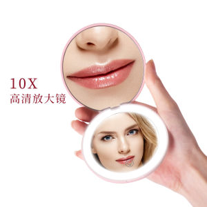 Mini Di Động Gương Trang Điểm Led Có Thể Gập Lại Cầm Tay Sạc Độ Phóng Đại 10x Kích Thước Nhỏ Gọn Cá Nhân Cảm Ứng Gương Quà Tặng