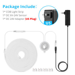Neon Light Wireless PIR Motion Sensor LED Strip light 24V Auto onoff Stair Wardrobe Closet kitchen COB LED Lights lamp 110V 220V