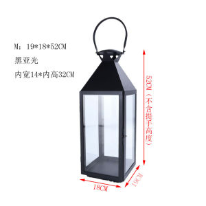 European-Style Minimalist Retro Outdoor Floor-Standing Storm Lantern Portable Lamp Wrought Iron Creative Candlestick Decoration Wedding Props Barn Lantern
