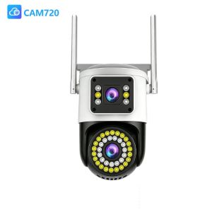 YOOSEE 8MP Dual Lens WiFi CCTV Camera Outdoor Sabay na 2 Live View Screen 355° PTZ Rotation IP66 Waterproof Full Color Night Vision Two Way Audio Motion Alarm Security Camera para sa Bahay at Tindahan