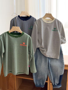 Class a 32-Strand Combed Cotton Childrens Stripe Base Shirt Long Sleeve T-Shirt for Boys And Girls Spring Autumn Style Kids Clothing