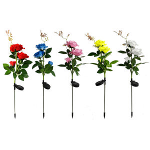 IP65 Waterproof Solar Powered 3 LED Rose Light Outdoor Garden Ground Lamp