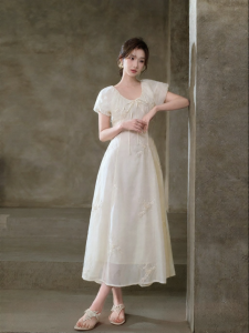 JK＆JS | Bright Silk Beaded Embroidered Cheongsam-style Dress