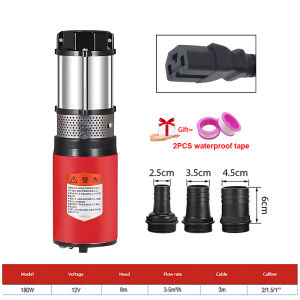 12V24V DC Solar Submersible Deep Well Pump Stainless Steel Water Pump 1/1.5/2Inch Outlet for Irrigation Car Washing Well Pumping