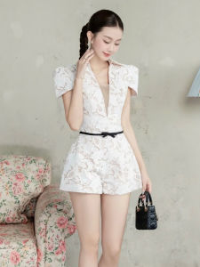 Elegant Lace Embroidered Womens Jumpsuit Slimming Summer