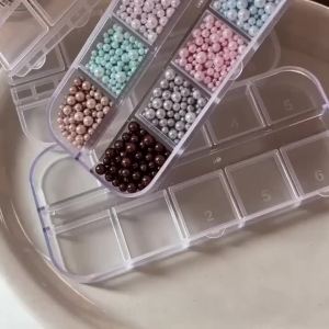 12Grids 3D Hight-Glossy Round Pearls Nail Charms Mixed-Sizes Dopamine Colors Pearl Beads Nails Art Decoration DIY Manicure Parts