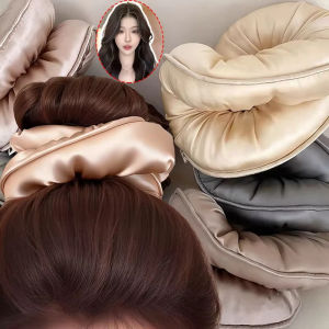 Satin Solid Sponge Hair Scrunchies / Filled Cotton Elastic Ponytail Holder / Soft Sleep Big Hair Bands / Stylish Hair Decoration Headwears for Ladies and Teen Girls