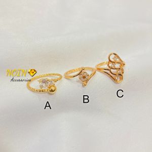 Cincin Wanita Mata Satu Permata Zircon Cincin Kawin Lapis Emas Aksesoris Perhiasan