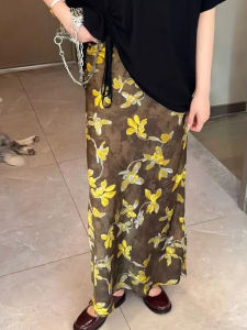 Váy Dài Đến Giữa Bắp Chân in Họa Tiết Cổ Điển Cạp Cao Cho Nữ Mùa Hè 2025 Váy Chữ a Dáng Rộng Thoải Mái