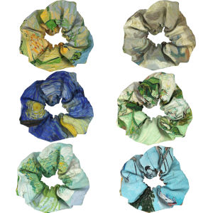 ยางรัดผมรูปลำไส้ใหญ่ของสะสมภาพสีน้ำมันแวนโก๊ะยางรัดผมยางรัดผมแนวอาร์ตๆวินเทจเครื่องประดับผมสวยหวานสำหรับผู้หญิง